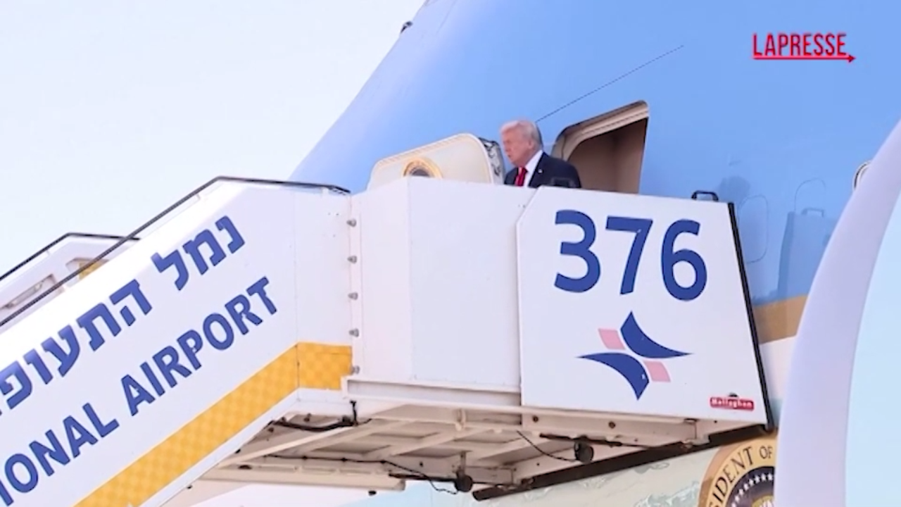 gaza l8217arrivo di trump in israele lo accolgono netanyahu e herzog