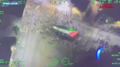 Italia-Israele, manifestazione pro Pal di Udine vista dai droni