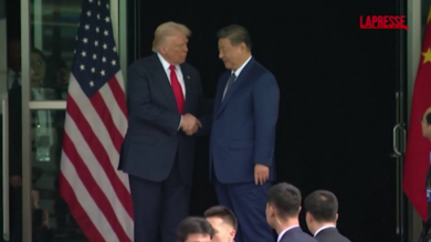 Usa-Cina, le immagini della calorosa stretta di mano tra Trump e Xi Jinping