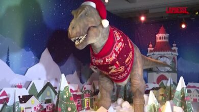 Londra, il T-Rex del Museo di Storia Naturale sfoggia il maglione natalizio
