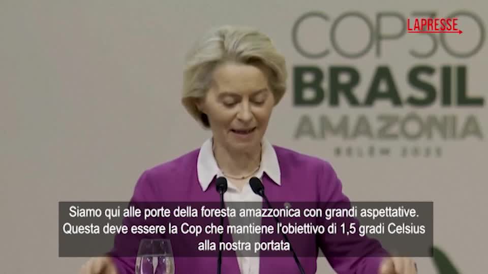 Cop30, von der Leyen: "Europa sulla buona strada per obiettivo 2030" Cop30, von der Leyen: "Europa sulla buona strada per obiettivo 2030"