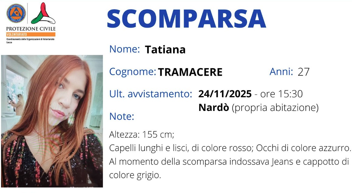 Tatiana Tramacere scomparsa a Nardò, procura indaga per istigazione al suicidio