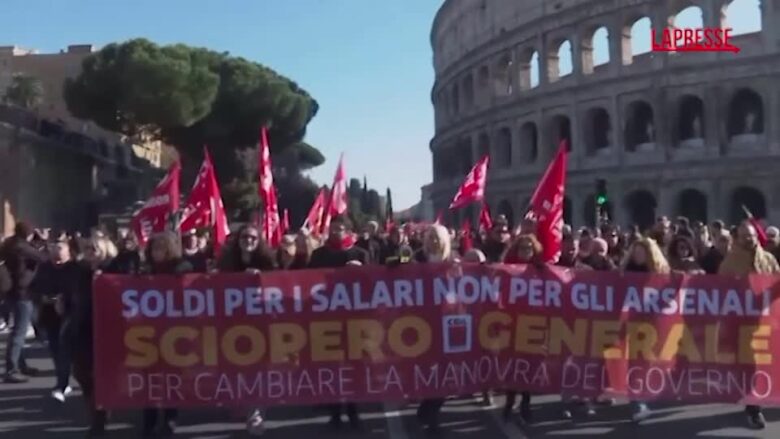 Sciopero 12 dicembre, il corteo della Cgil a Roma