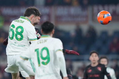 Il gol del 16enne giallorosso Antonio Arena durante Roma-Torino di Coppa Italia, 13/01/26 ( Photo by Alfredo Falcone/LaPresse )