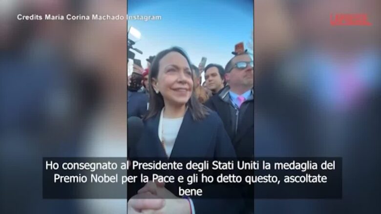 Venezuela, Machado: "Ho consegnato la medaglia del Nobel per la Pace a Trump"