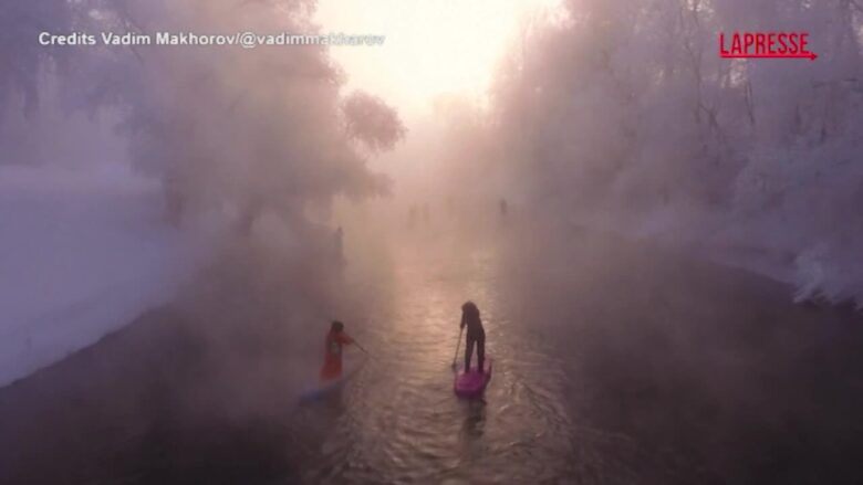 Russia: paddleboard in Siberia a -40°, la folle impresa di un gruppo di atleti