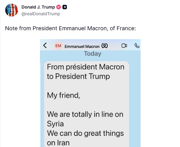 Trump pubblica un messaggio privato di Macron, sui social anche la bandiera Usa in Groenlandia
