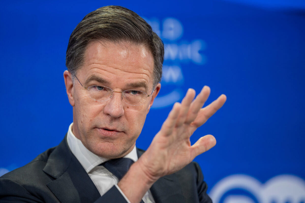 Il segretario generale della Nato, Mark Rutte, al World Economic Forum di Davos il 21 gennaio 2026 (foto AP/Gian Ehrenzeller)