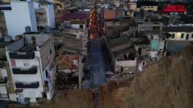 Niscemi, la frana vista dal drone al crepuscolo