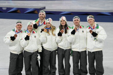 Il team azzurro di pattinaggio di figura a squadre conquista il bronzo. (Photo Gian Mattia D'Alberto/LaPresse)