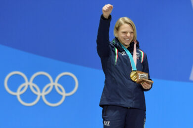 Giochi olimpici invernali di PyeongChang 2018 nella foto: premiazione di Arianna Fontana, medaglia d'oro 500mt Photo LaPresse/ Gian Mattia D'Alberto
