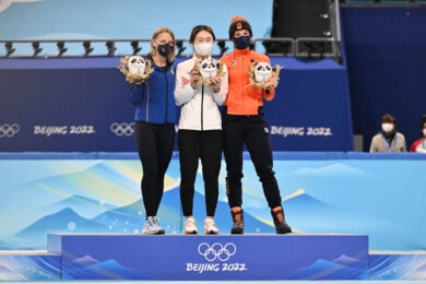 Foto LaPresse/Marco Alpozzi 16 febbraio 2022 Pechino, Cina XXIV Giochi olimpici invernali - Short Track - 1500 m D - Finale Nella foto: FONTANA Arianna, CHOI Minjeong, SCHULTING Suzanne