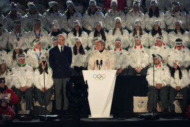 La cerimonia di chiusura delle Olimpiadi invernali di Milano-Cortina 2026 all'Arena di Verona (Foto Claudio Furlan/LaPresse)