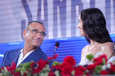 Carlo Conti, Irina Shayk partecipano alla conferenza stampa della 76ª edizione del Festival della Canzone Italiana di Sanremo presso il Teatro Ariston di Sanremo (Foto di Marco Alpozzi/LaPresse)