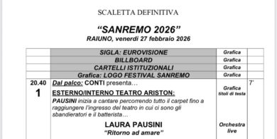 Scaletta Sanremo 2026, quarta serata: il pdf Rai con orari e ospiti
