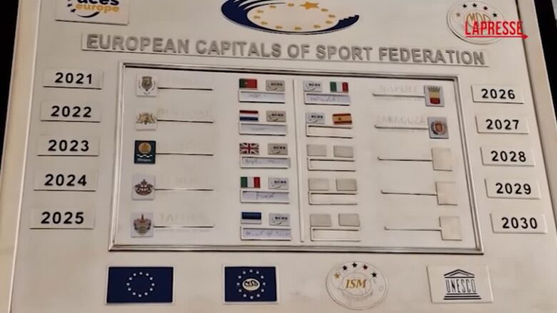 Napoli capitale europea dello Sport 2026, la firma della targa d'argento nell'Albergo dei Poveri