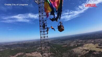 Texas, mongolfiera si schianta contro antenna alta centinaia di metri: il salvataggio è spettacolare