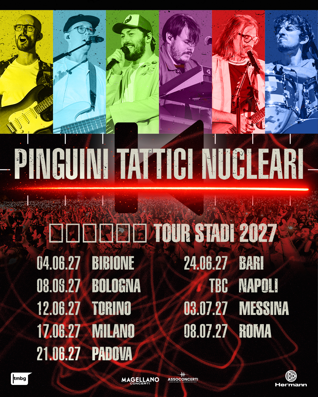 Pinguini Tattici Nucleari, annunciato il tour negli stadi per il 2027