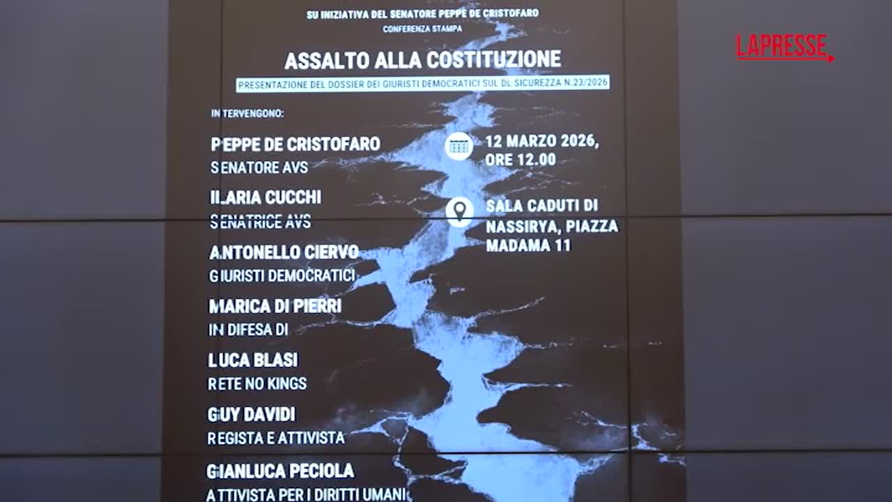 Dl sicurezza, Avs in Senato presenta il rapporto 'Assalto alla costituzione'