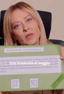 Referendum, video-tutorial di Meloni con scheda “Votate sì”.  Anche Pier Silvio Berlusconi in campo