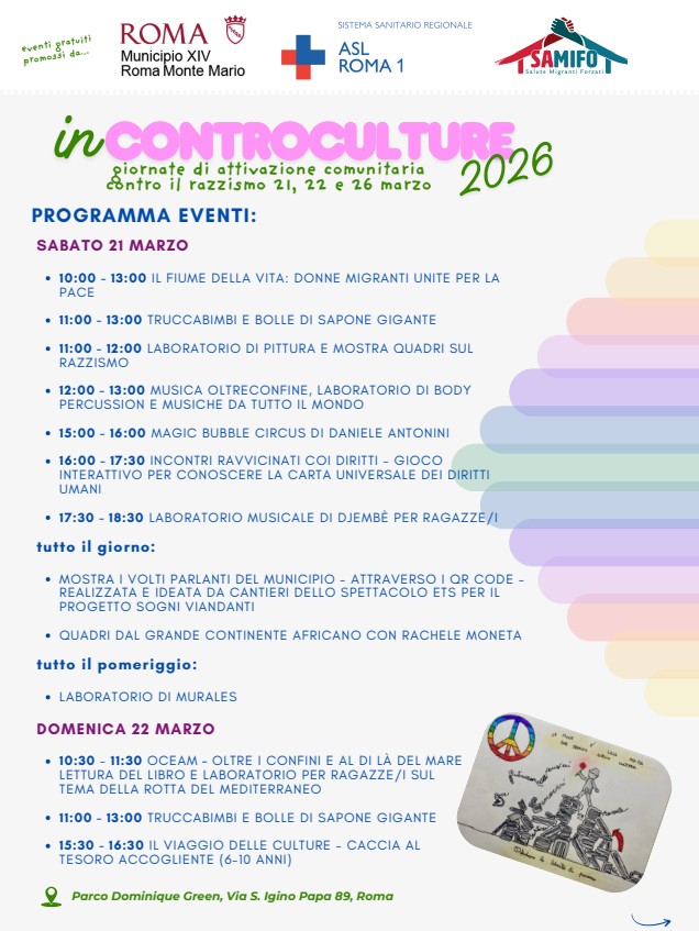 Roma, a Monte Mario “InControCulture 2026”: tre giorni di eventi culturali, artistici e sportivi contro il razzismo