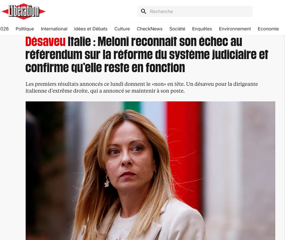 Referendum Giustizia 2026, la vittoria del ‘No’ sui giornali stranieri: “Meloni indebolita”
