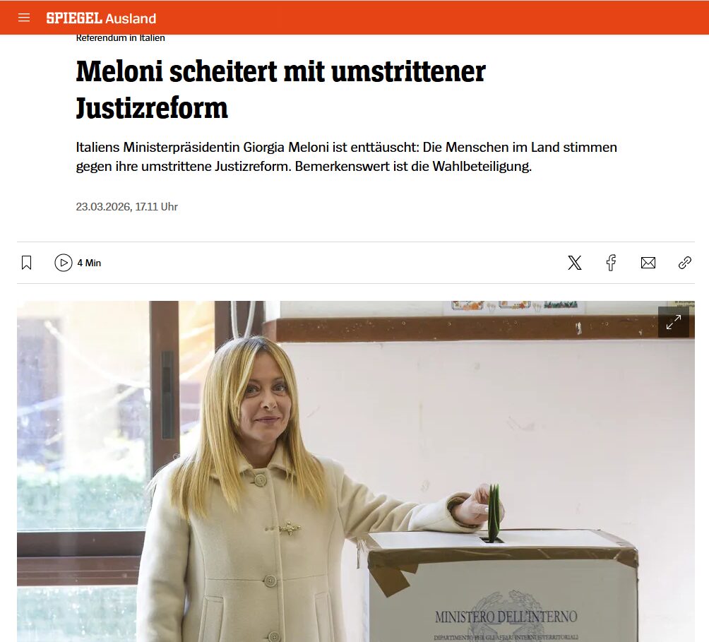 Referendum Giustizia 2026, la vittoria del ‘No’ sui giornali stranieri: “Meloni indebolita”