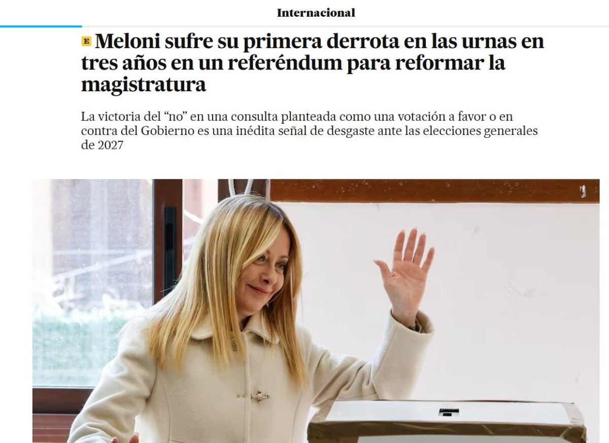 Referendum Giustizia 2026, la vittoria del ‘No’ sui giornali stranieri: “Meloni indebolita”