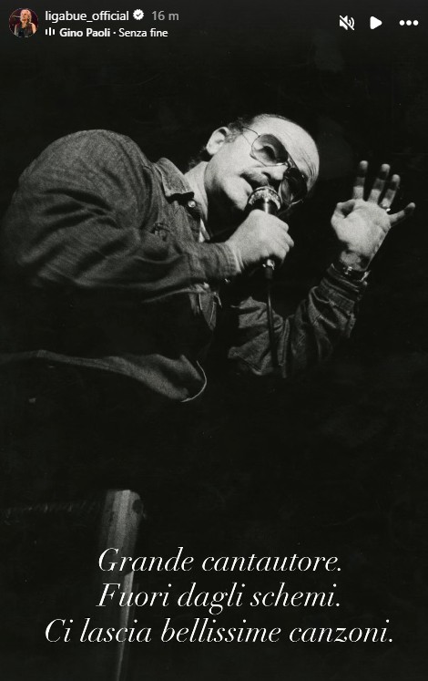 La storia Instagram con cui Luciano Ligabue ha salutato Gino Paoli. (Foto: Instagram, Luciano Ligabue)