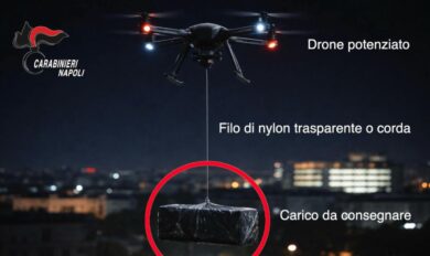 Napoli, carabinieri intercettano drone con smartphone e droga diretto in carcere