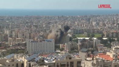 Libano, diversi raid aerei sul centro di Beirut: le immagini delle esplosioni