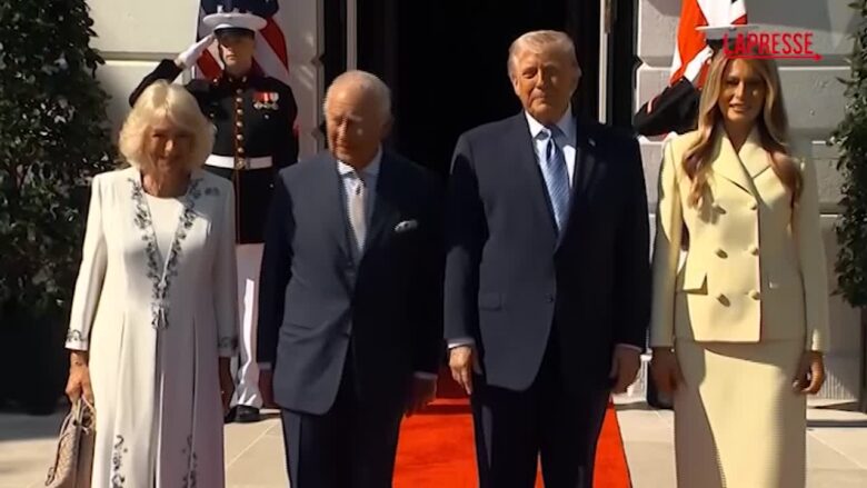 Usa, re Carlo e la regina Camilla ricevuti alla Casa Bianca da Trump e Melania