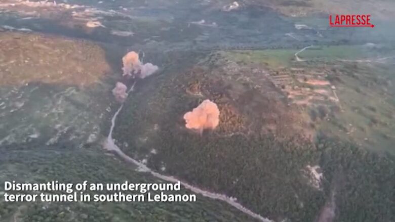 Libano, l'Idf diffonde immagini della distruzione di un tunnel sotterraneo
