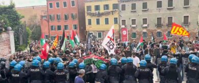 Biennale Venezia 2026, scontri tra polizia e manifestanti al corteo pro Pal