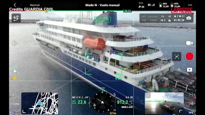 Hantavirus, le immagini aeree della Guardia Civil durante lo sbarco dei passeggeri dalla MV Hondius