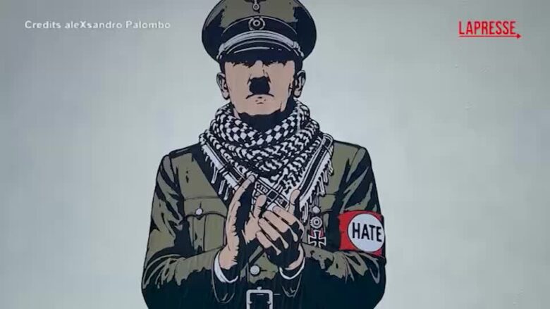 Hitler con la kefiah, la nuova opera di aleXsandro Palombo per le vie di Milano