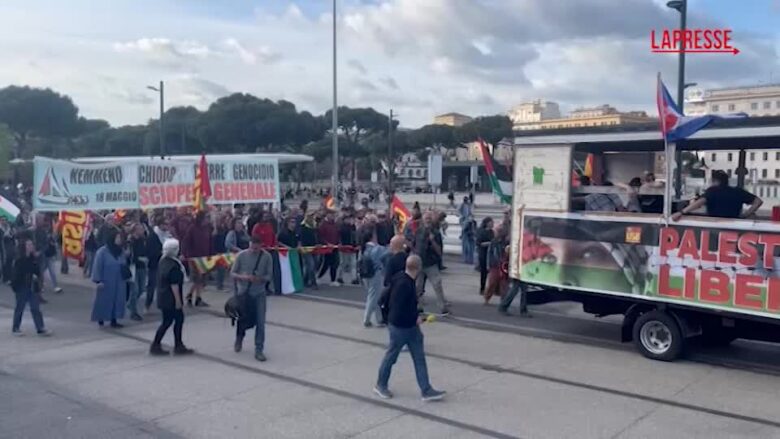 Flotilla, il corteo la Global Sumud attraversa il centro di Roma