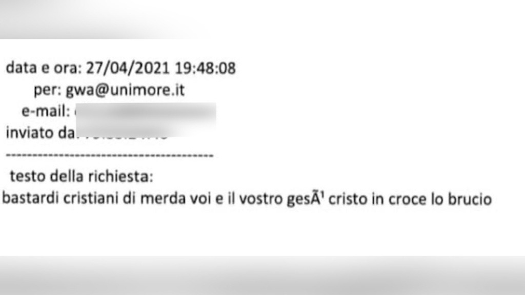 Modena, la mail di El Koudri: “Bastardi cristiani”