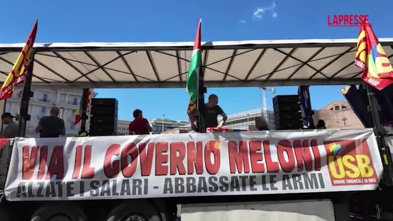 Roma, Usb in corteo: “Via il governo Meloni. Alzate i salari, abbassate le armi”