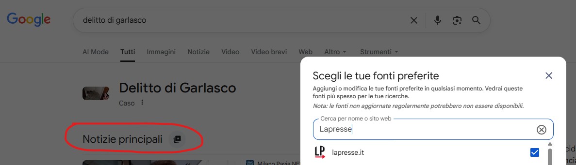 Google e le “Fonti preferite”: come scegliere LaPresse
