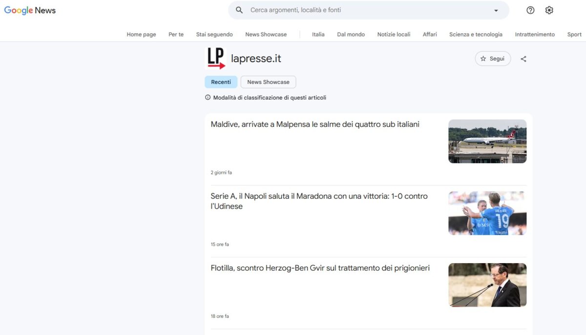 Google e le “Fonti preferite”: come scegliere LaPresse
