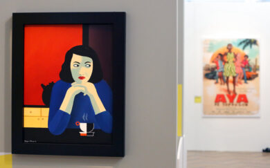 Un'illustrazione di Marjane Satrapi nella mostra 'Fumetti e immigrazione' al museo della Storia dell'immigrazione a Parigi (AP Photo/Remy de la Mauviniere)