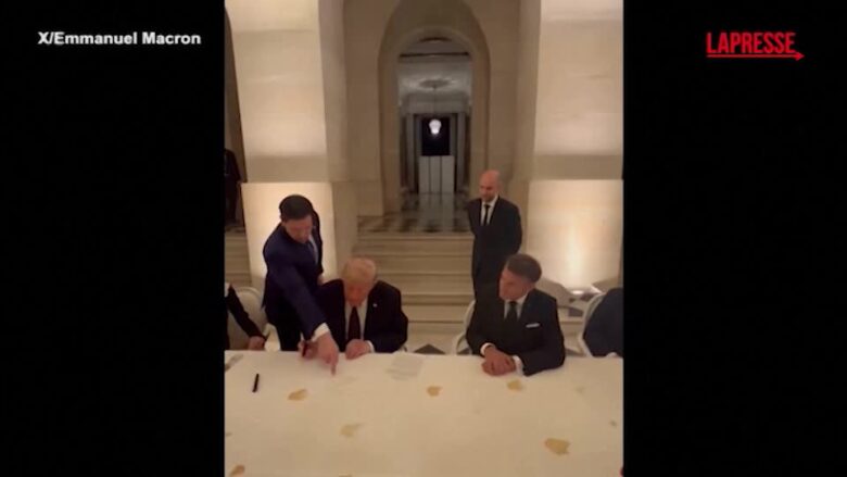 Iran, Macron posta video di Trump che firma memorandum con Teheran a Versailles