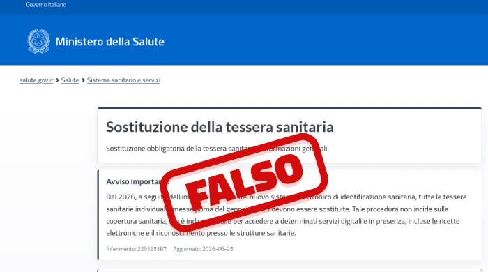 Truffa su rinnovo tessera sanitaria, Ministero Salute: “Circolano false comunicazioni” Truffa su rinnovo tessera sanitaria, Ministero Salute: “Circolano false comunicazioni”