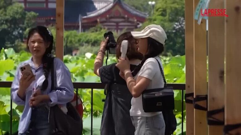 Giappone, grande caldo a Tokyo: residenti con mini ventilatori e asciugamani rinfrescanti