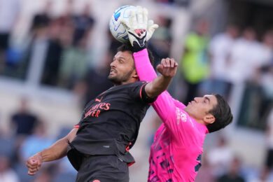 Gonçalo Ramos (AC Milan) e il portiere della Lazio Christos Mandas durante la partita di Serie A EniLive tra Lazio e Milan (Foto di Alfredo Falcone/LaPresse)