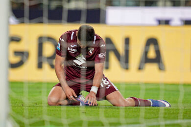 Giovanni Simeone del Torino durante la partita di Serie A tra Torino e Roma (Foto di Marco Alpozzi/Lapresse)