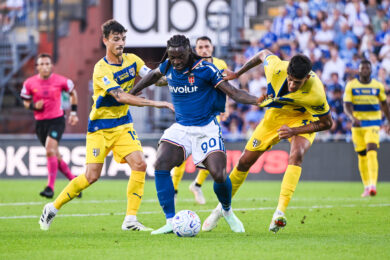 Moise Kean del Como durante la serie A partita di calcio tra Como Calcio e Parma Calcio 1913 (Foto di Tiziano Ballabio/LaPresse)