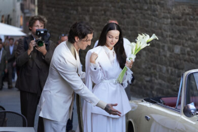 Gli sposi Damiano David e Dove Cameron a Montalcino (Foto Alessandro La Rocca - LaPresse)