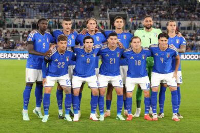 La formaznione della Nazionale italiana durante la partita di calcio della UEFA Nations League 2026/2027 tra Italia e Belgio allo Stadio Olimpico di Roma (Foto by Alfredo Falcone/LaPresse)